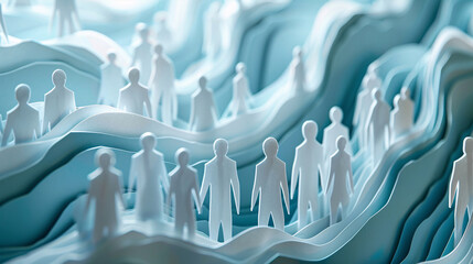 Obraz premium 3D paper cut design of a crowd of people symbolizing a corporate community