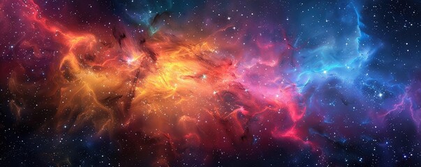 Fototapeta premium Psychedelic space scene with swirling colors and abstract star formations, vibrant and surreal, digital art, imaginative and captivating,