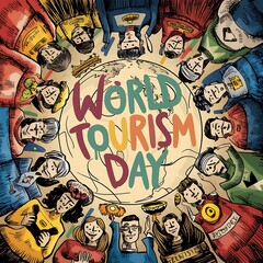 Obraz premium World Tourism day (Illustration-typography)