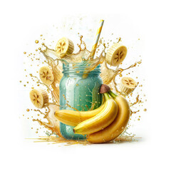 Refreshing tropical smoothie with bananas