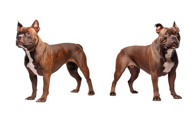 Red American Pit Bull Terrier Standing Isolated on Transparent Background