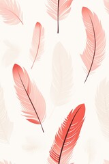 Seamless pattern with red feathers on a light background. Ideal for artistic designs, wallpapers, and textile prints.