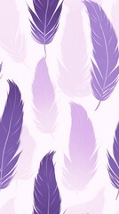 Abstract seamless pattern with purple feathers on a light background, perfect for wallpaper, fabric, and wrapping paper.