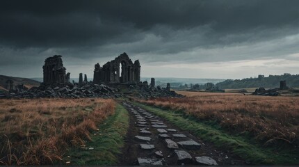 Ruined Church under a Stormy Sky