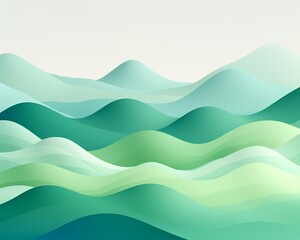 Abstract green waves illustration blending soft hues in a calming, sea-inspired design, ideal for backgrounds or artistic projects.