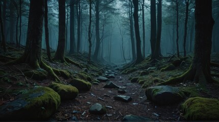 Fototapeta premium Mysterious Foggy Forest Path