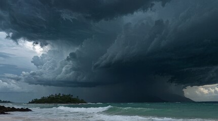 Fototapeta premium Dark Storm Clouds over the Ocean