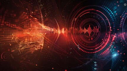 Obraz premium audio AI, digital background and space area for text