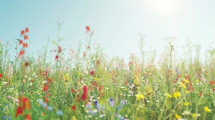Open field with wildflowers under a clear sky, symbolizing the vastness and beauty of freedom in nature
