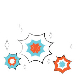 Cartoon style fireworks. Decorated with fireworks and sparkling stars to celebrate children's day.