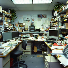 Interior of a messy office