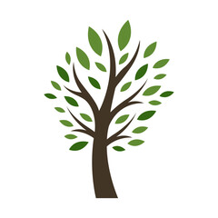 Obraz premium Stylized flat vector tree isolated on white background