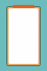 A clipboard with white board and orange frame on blue background