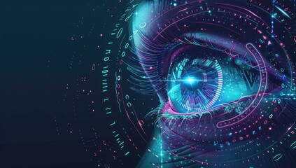 a image of a futuristic eye with a digital background