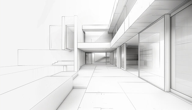 Esquissee d'architecte d'un plan d'architecture moderne