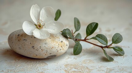 Natural flower and stone in garden isolated on white background. Garden flower part . ai generated