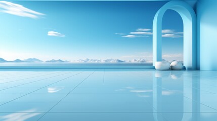 Fototapeta premium Serenity in Minimalism: Light Blue PPT Background
