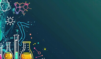 a image of a science themed background with a variety of laboratory equipment