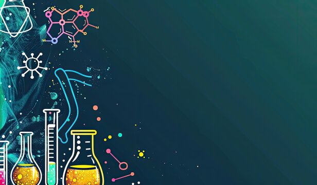 a image of a science themed background with a variety of laboratory equipment