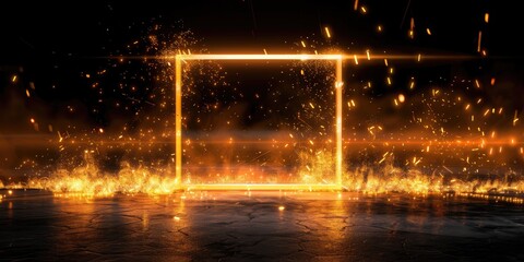 Fiery Square with Sparks and Smoke.
