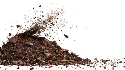 Dirt flying, soil pile scattered