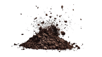 Dirt flying, soil pile scattered
