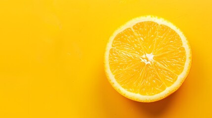 Fresh Lemon Slice on Bright Yellow Background