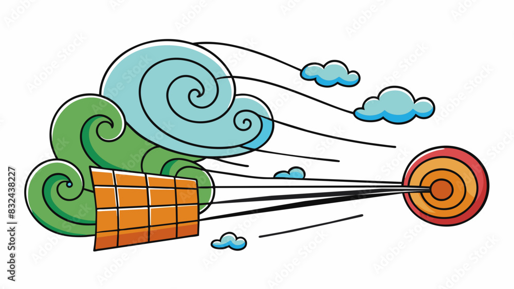 Poster  The wind is powerful and forceful causing movement and sound in the environment.. Cartoon Vector.