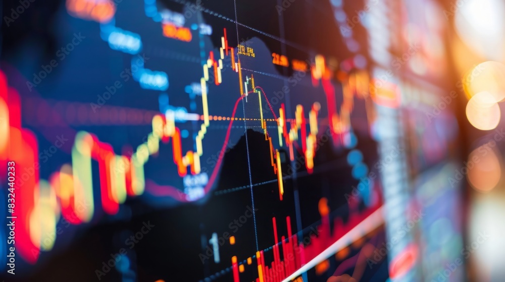 Poster detailed view of a stock chart displayed on a computer screen, showing up-to-date financial data and