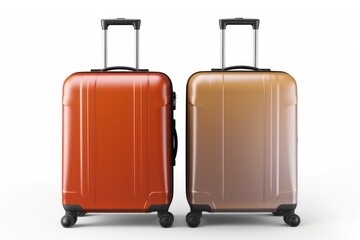 Many colorful suitcases with white background holiday concept. AI generated