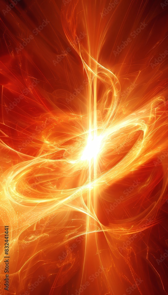 Aufkleber dynamic digital art glowing particles and swirling lines in a virtual environment