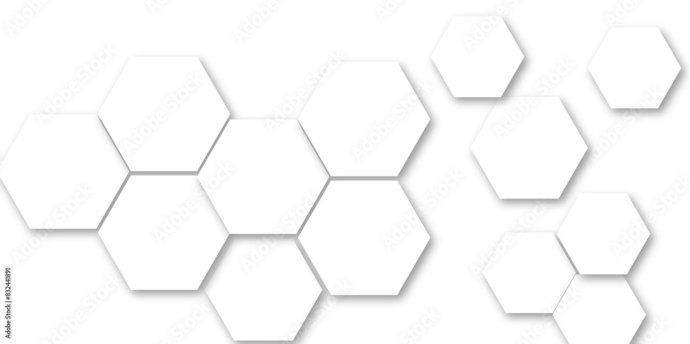 Poster abstract white hexagon pattern background. abstract hexagon technology design background. futuristic
