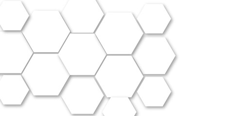 Vector technology background with hexagon concept design. Embossed Hexagon , honeycomb white shadow. Luxury White 3D futuristic honeycomb mosaic white background.