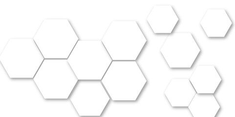 Abstract white hexagon pattern background. Abstract hexagon technology design background. Futuristic honeycomb mosaic white background. Vector Illustration. 