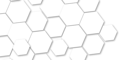 Abstract white hexagon pattern background. Abstract hexagon technology design background. Futuristic honeycomb mosaic white background. Vector Illustration. 