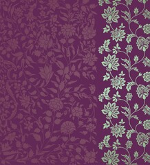 wedding card design, traditional paisley floral pattern , royal India	