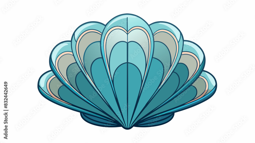 Poster A perfectly symmetrical seashell on the beach its smooth surface and intricate details making it unique and beautiful. This represents the uniqueness. Cartoon Vector.