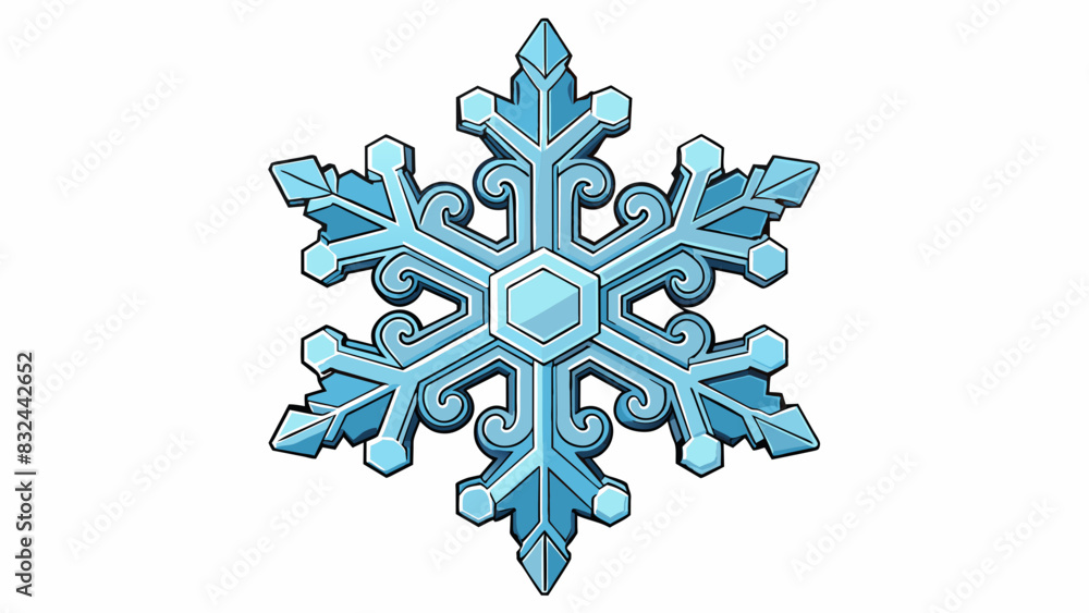 Poster A perfectly symmetrical snowflake delicate and intricate in design symbolizing Gods attention to detail and flawless creation.. Cartoon Vector.