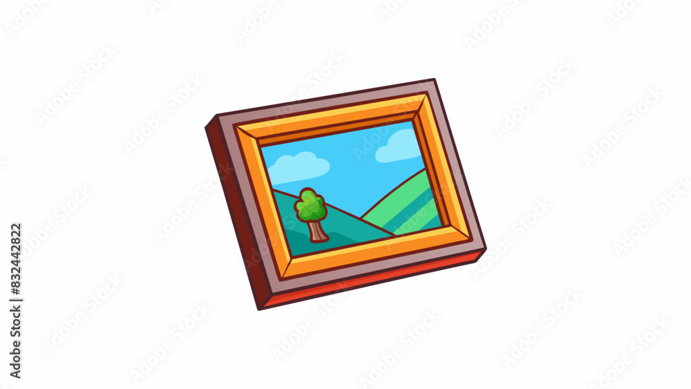 Fototapete A plastic frame surrounding a painting with a smooth surface and clean lines. This framework is modern and sleek serving as a simple yet effective way. Cartoon Vector.