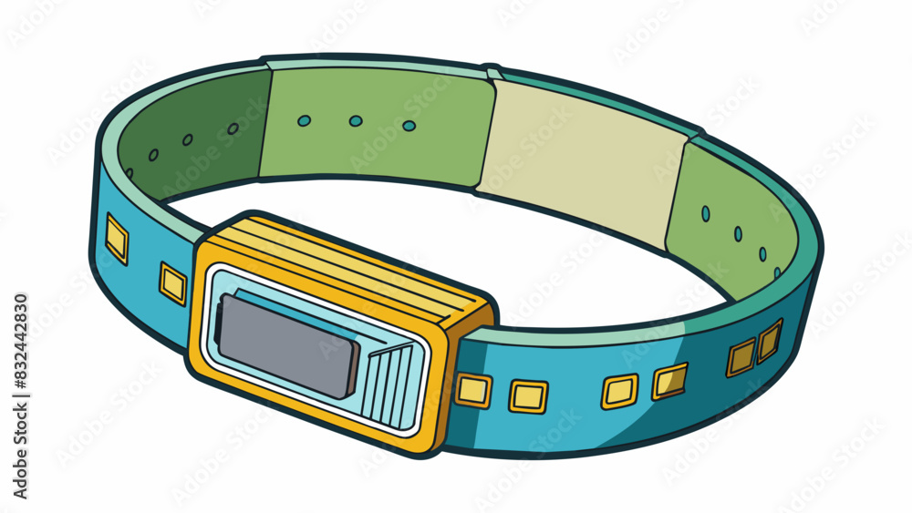 Poster A plastic wristband with a small embedded chip designed for easy wear and containing data for entry into a specific event or location.. Cartoon Vector.