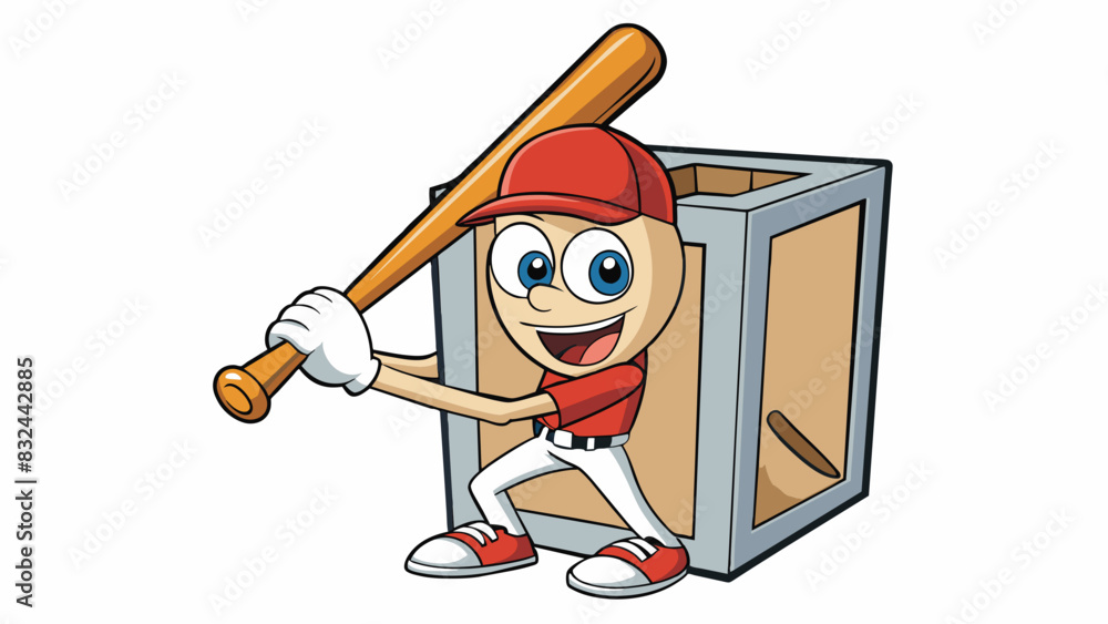 Canvas Prints A player known as the batter stands inside a chalked box on the ground their eyes fixed on the pitcher. The pitcher winds up and throws the ball which. Cartoon Vector.