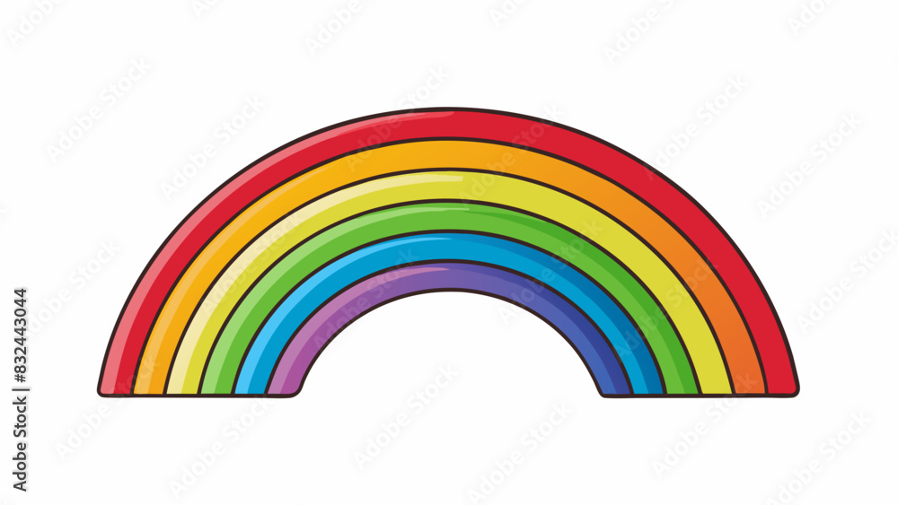 Poster A rainbow is a natural phenomenon that occurs when sunlight is refracted through water droplets creating a colorful arch in the sky.. Cartoon Vector.