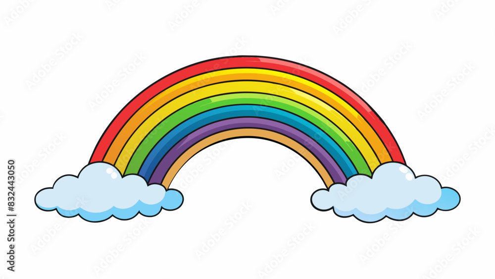 Poster a rainbow arcing across the sky its vibrant colors shining through the clouds and bringing a sense o