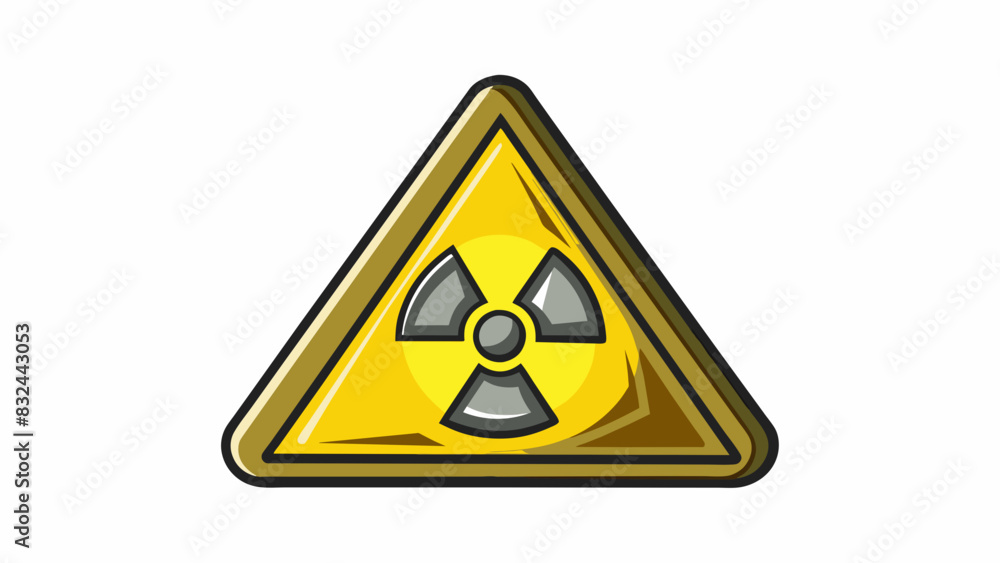 Poster a radiation symbol on a warning sign alerting people to potential danger and reminding them of the u