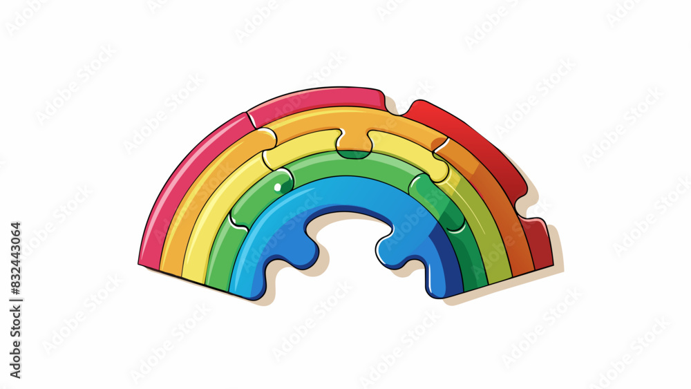 Poster A rainbow made up of different puzzle pieces representing a candidate who values inclusivity and unity and who is able to bring diverse individuals. Cartoon Vector.