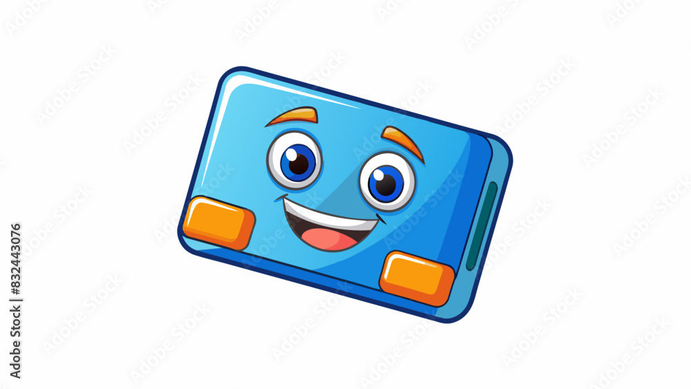 Aufkleber A rectangleshaped card with a glossy finish made of thin bendable plastic. It is lightweight and can be easily with scissors.. Cartoon Vector.