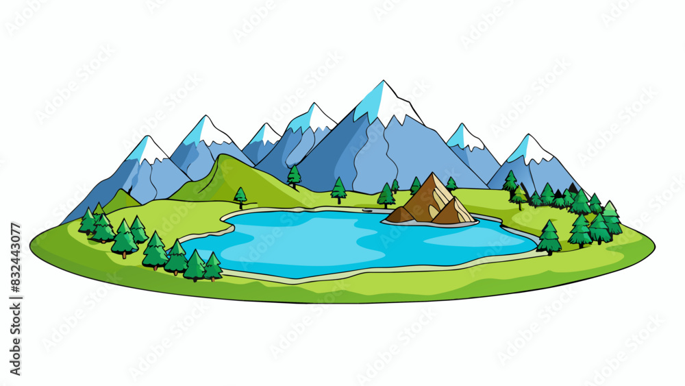 Poster a quiet peaceful lake surrounded by mountains where one can sit and contemplate without interruption