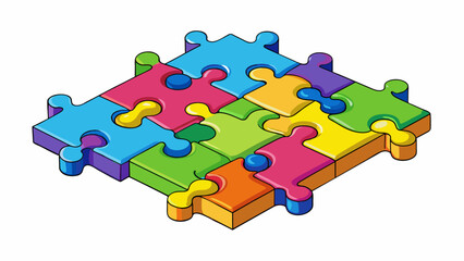 A puzzle with tered pieces their colorful and intricate designs tempting you to get lost in the challenge of putting them together and revealing the. Cartoon Vector.