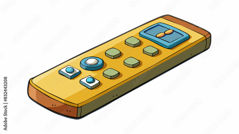 Fototapete A remote control with buttons that are worn down and no longer labeled making it a guessing game to figure out which button does what.. Cartoon Vector.