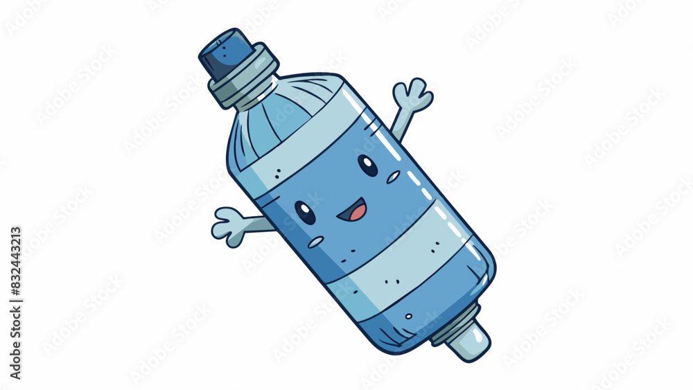 Aufkleber a resilient thickwalled water bottle covered in dents and scratches from being dropped but still hol